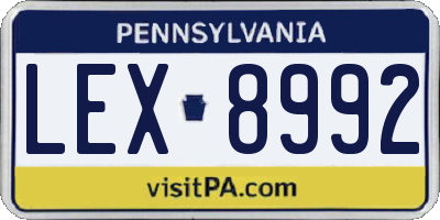PA license plate LEX8992