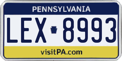 PA license plate LEX8993