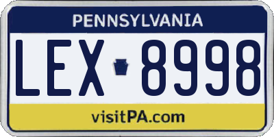 PA license plate LEX8998
