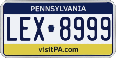 PA license plate LEX8999