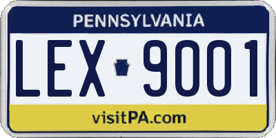 PA license plate LEX9001