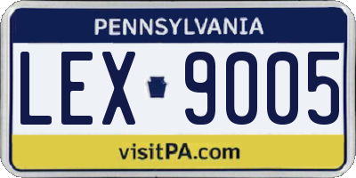 PA license plate LEX9005