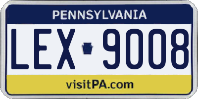 PA license plate LEX9008