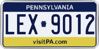 PA license plate LEX9012
