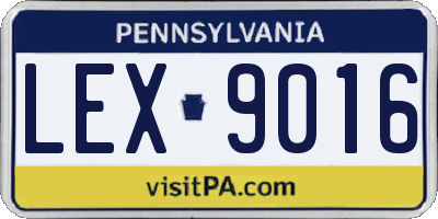 PA license plate LEX9016