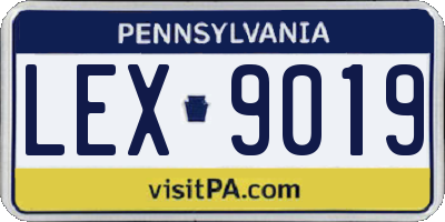 PA license plate LEX9019