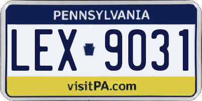 PA license plate LEX9031