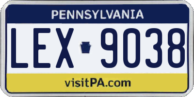 PA license plate LEX9038