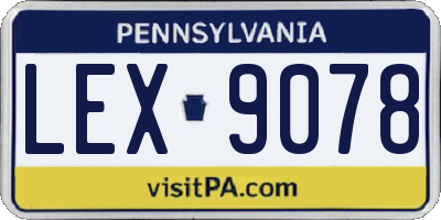 PA license plate LEX9078