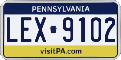 PA license plate LEX9102