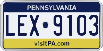 PA license plate LEX9103