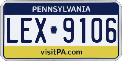 PA license plate LEX9106