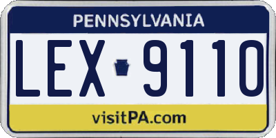 PA license plate LEX9110