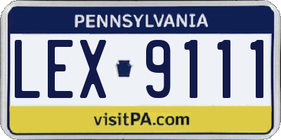 PA license plate LEX9111