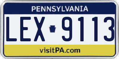 PA license plate LEX9113