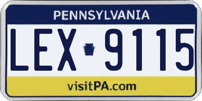 PA license plate LEX9115