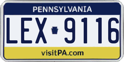 PA license plate LEX9116