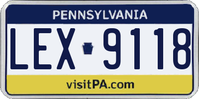 PA license plate LEX9118