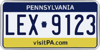 PA license plate LEX9123