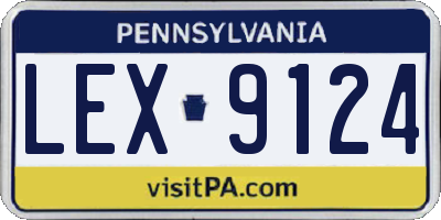 PA license plate LEX9124