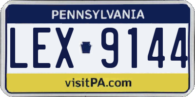 PA license plate LEX9144