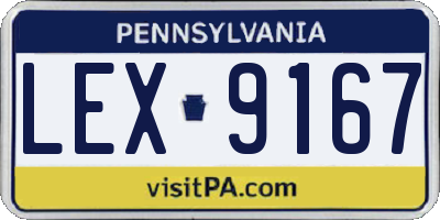 PA license plate LEX9167