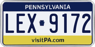 PA license plate LEX9172