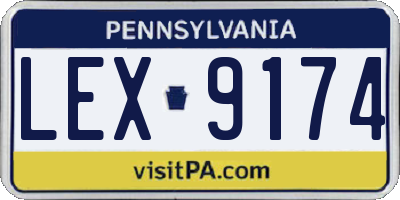 PA license plate LEX9174