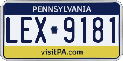 PA license plate LEX9181