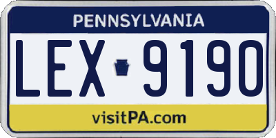 PA license plate LEX9190