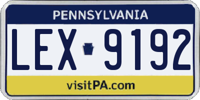 PA license plate LEX9192