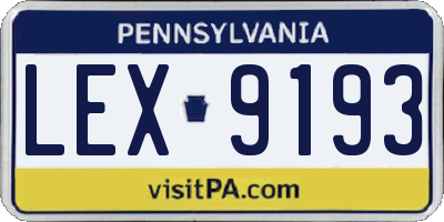 PA license plate LEX9193