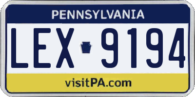 PA license plate LEX9194