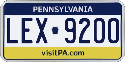 PA license plate LEX9200
