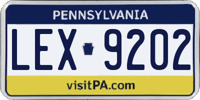 PA license plate LEX9202
