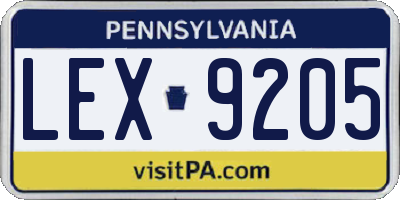 PA license plate LEX9205