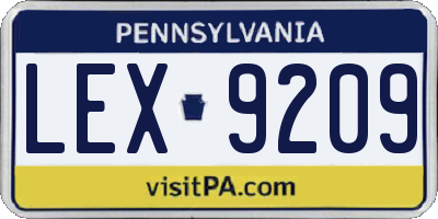 PA license plate LEX9209