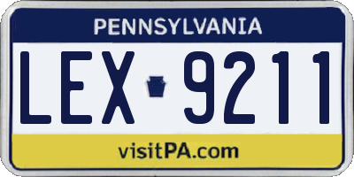 PA license plate LEX9211