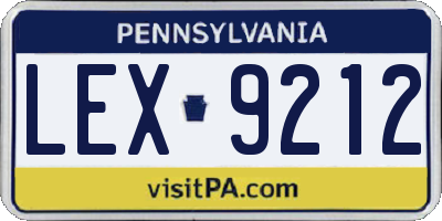 PA license plate LEX9212