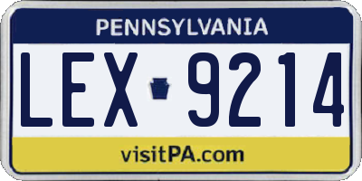 PA license plate LEX9214