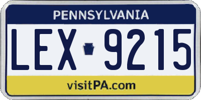 PA license plate LEX9215