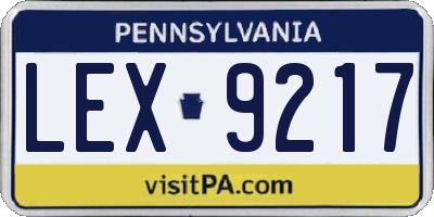 PA license plate LEX9217