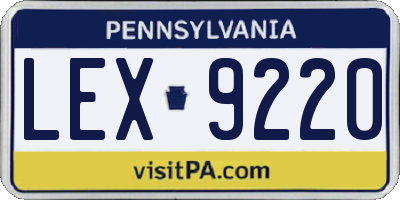 PA license plate LEX9220