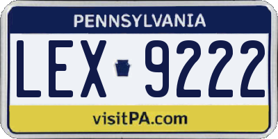 PA license plate LEX9222