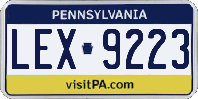 PA license plate LEX9223