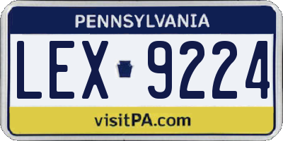 PA license plate LEX9224