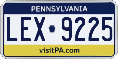 PA license plate LEX9225