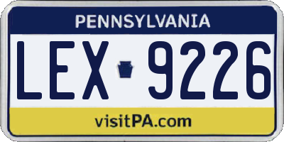 PA license plate LEX9226