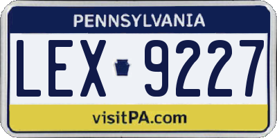 PA license plate LEX9227