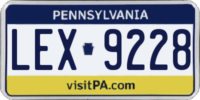 PA license plate LEX9228